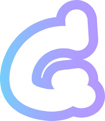 cute hands draw alphabet letter outline in gradient blue and purple