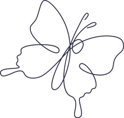 Butterfly in line art Contemporary insect abstract drawing