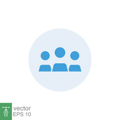 3 people colored icon. Simple flat style. Multi user, circle, group, person, service concept. Crowd sign symbol design. Vector illustration isolated on white background. EPS 10.