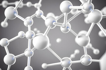 White molecular network, chemical molecular compounds on dark blue background , chemistry, medicine, bioengineering research, biotech Close Up