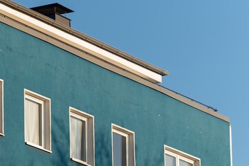 blue sky and blue house