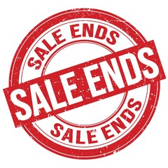 SALE ENDS text written on red round stamp sign