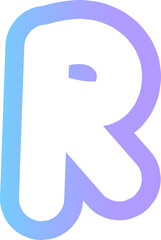 cute hands draw alphabet letter outline in gradient blue and purple