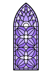 Stained glass window with colored piece. Decorative mosaic pattern.
