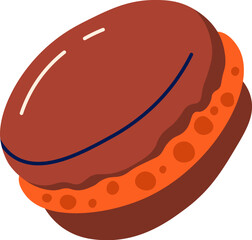 Delicious macaroon with cherry berries flat icon