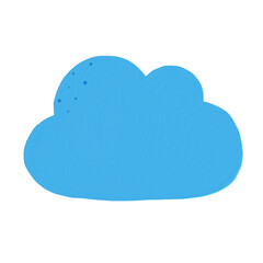 Cute cartoon blue cloud oil painting.