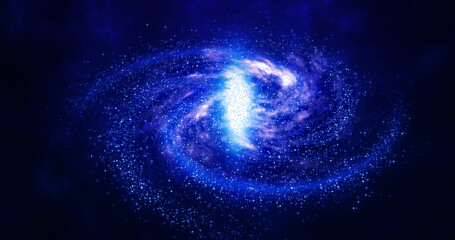 Abstract space blue galaxy with stars and constellations futuristic with glow effect, abstract background