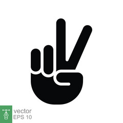 Hand gesture V sign for victory or peace glyph icon. Simple solid style for apps and websites. Vector illustration on white background. EPS 10.