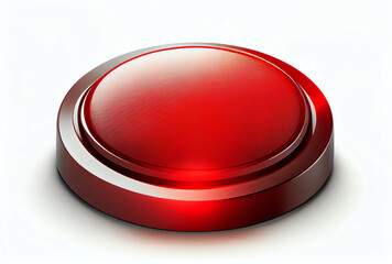 red button on a white background, isolated, generative ai