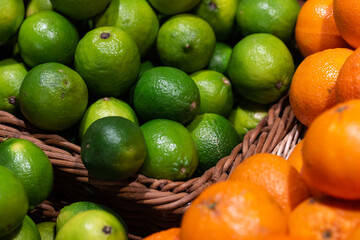 Close-up, lime on the counters in the supermarket.