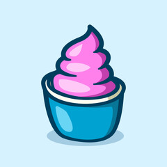 cartoon illustration of ice cream in a cup