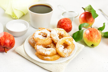 Apple rings on white plate