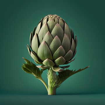 Fresh artichoke with green background simple clean close up image and fresh