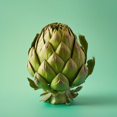 Fresh artichoke with green background simple clean close up image and fresh