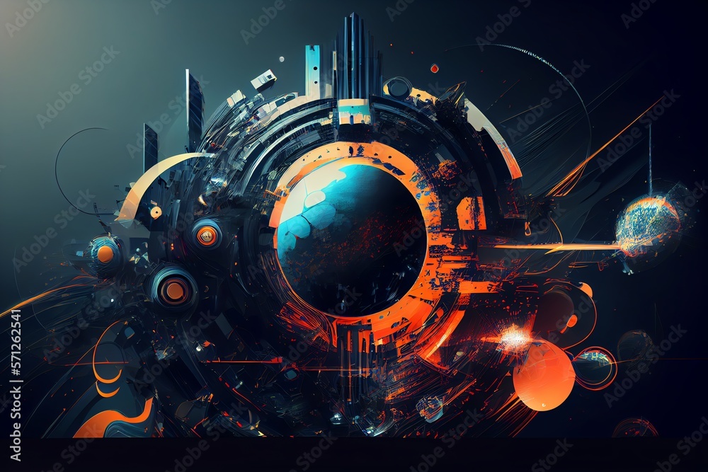 Wall mural abstract futuristic background created with. generative ai