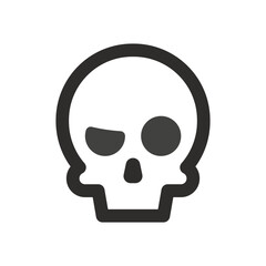 Skull vector icon. Style is flat rounded symbol, rounded angles, white background.