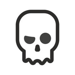 Skull vector icon. Style is flat rounded symbol, rounded angles, white background.