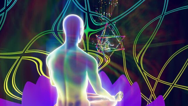 Looped 3D animation Yogi welcomes Demiurge psychic abilities