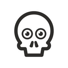 Skull vector icon. Style is flat rounded symbol, rounded angles, white background.