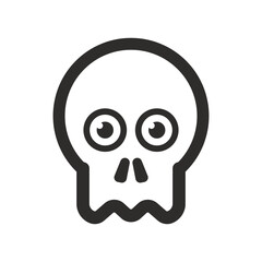 Skull vector icon. Style is flat rounded symbol, rounded angles, white background.