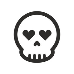 Skull vector icon. Style is flat rounded symbol, rounded angles, white background.