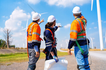 Wind turbine service engineer plan for inspection and maintenance renewable electricity generator