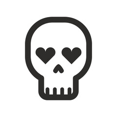 Skull vector icon. Style is flat rounded symbol, rounded angles, white background.
