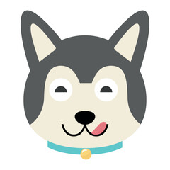 Vector flat dog emoji. Gray dog ​​vector. Dog icon vector