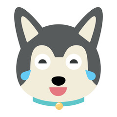 Vector flat dog emoji. Gray dog ​​vector. Dog icon vector
