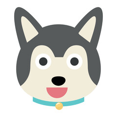 Vector flat dog emoji. Gray dog ​​vector.