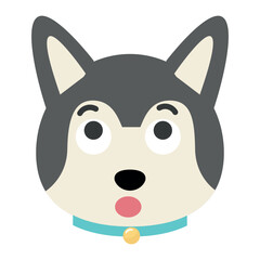 Vector flat dog emoji. Gray dog ​​vector.