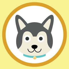 Vector flat dog emoji. Gray dog ​​vector.