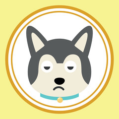 Vector flat dog emoji. Gray dog ​​vector.