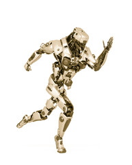 master robot is running very fast in white background