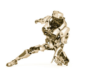 Naklejka premium master robot you are crouched in white background