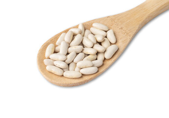 White beans in a spoon isolated over white background
