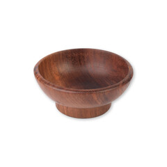Small wooden bowl isolated over white background