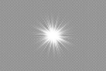 Dazzling flash. Bright Star. Magic dust. Brilliant vector. Bright sun. Glare. shining beam. Rash.