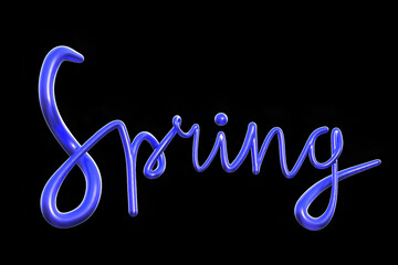Spring 3d render lettering minimalistic modern word