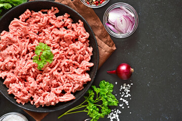 Raw beef minced meat on plate