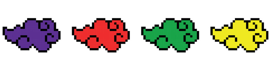 Obraz premium Pixel art 8-bit. Cloud logo vector icon design. Dotted pop art illustration. Creative Vision Logotype concept.