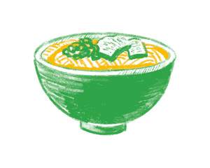 沖縄のソーキそばのイラスト　観光　線画