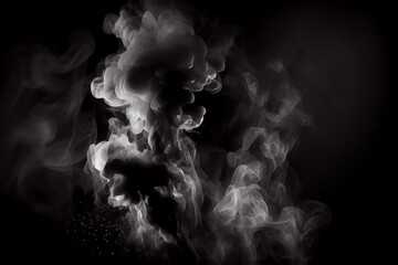 Fog and mist effect on black background. Smoke texture. Generative AI