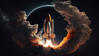 An space shuttle launching from ground Ai generative image