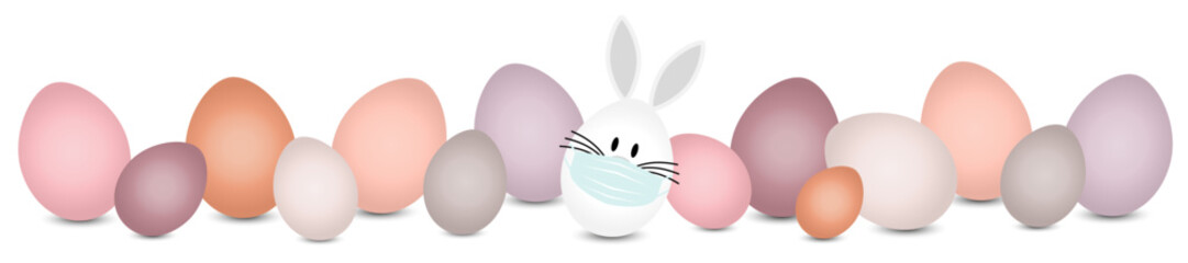 Weißes Hasenei Maske & Ostereier Verschiedene Farben
