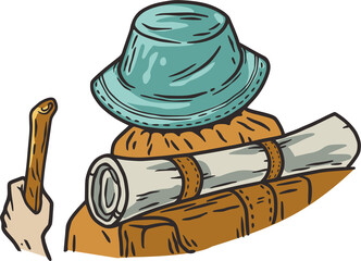 Wonderer or backpack traveler nature explorer man. Outdoor adventres and activities.