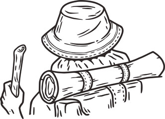 Wonderer or backpack traveler nature explorer man. Outdoor adventres and activities.