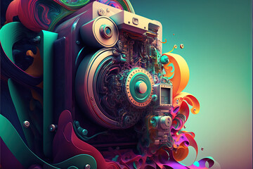 Obraz premium Fantasy sci-fi cyber object with network connection. Ai Generative concept