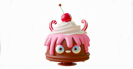 torta di compleanno con fragole e candeline creata con intelligenza artificiale - obrazy, fototapety, plakaty
