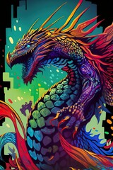 Fototapeta na wymiar Dragon colorful illustration